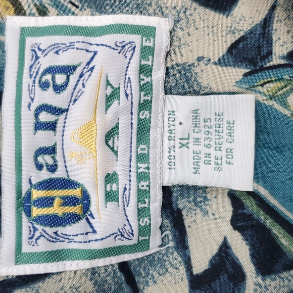 Hana Bay rayon Hawaii shirt buttons up green blue cars men size XL - Picture 4 of 6